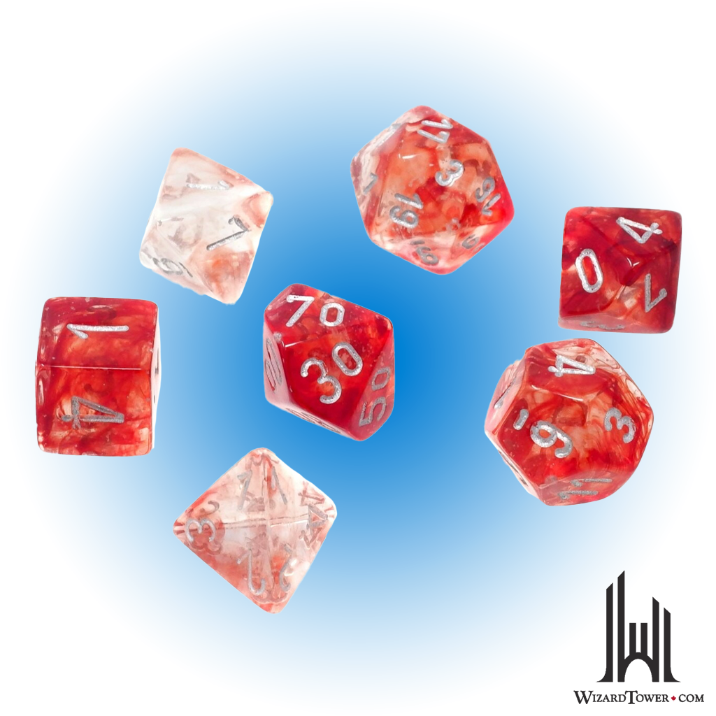 Nebula - Polyhedral 7-Die Set - Red / Silver Luminary